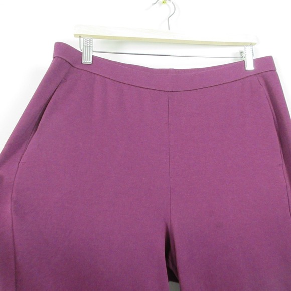 Eileen Fisher Tencel Blend Knit Pants Women L Purple Stretch Lounge Casual 362 - Picture 4 of 14